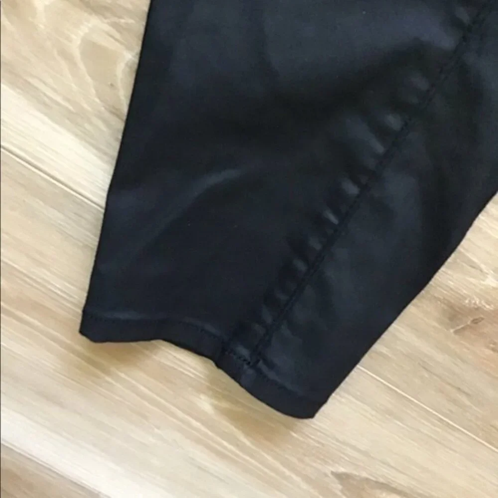 Zara Black Coated Baggy Paperbag Waist Pants 2